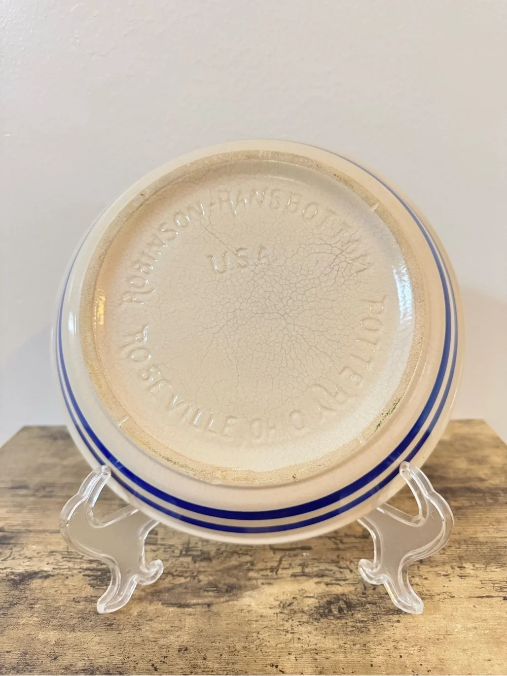 Robinson Ransbottom Pottery Blue Stripe Pie Plate | RRP Roseville Ohio USA